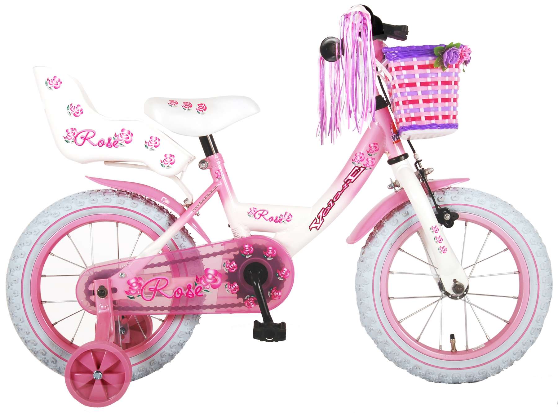 Rose børns cykel piger - tommer - lyserød hvid - 95% samlet
