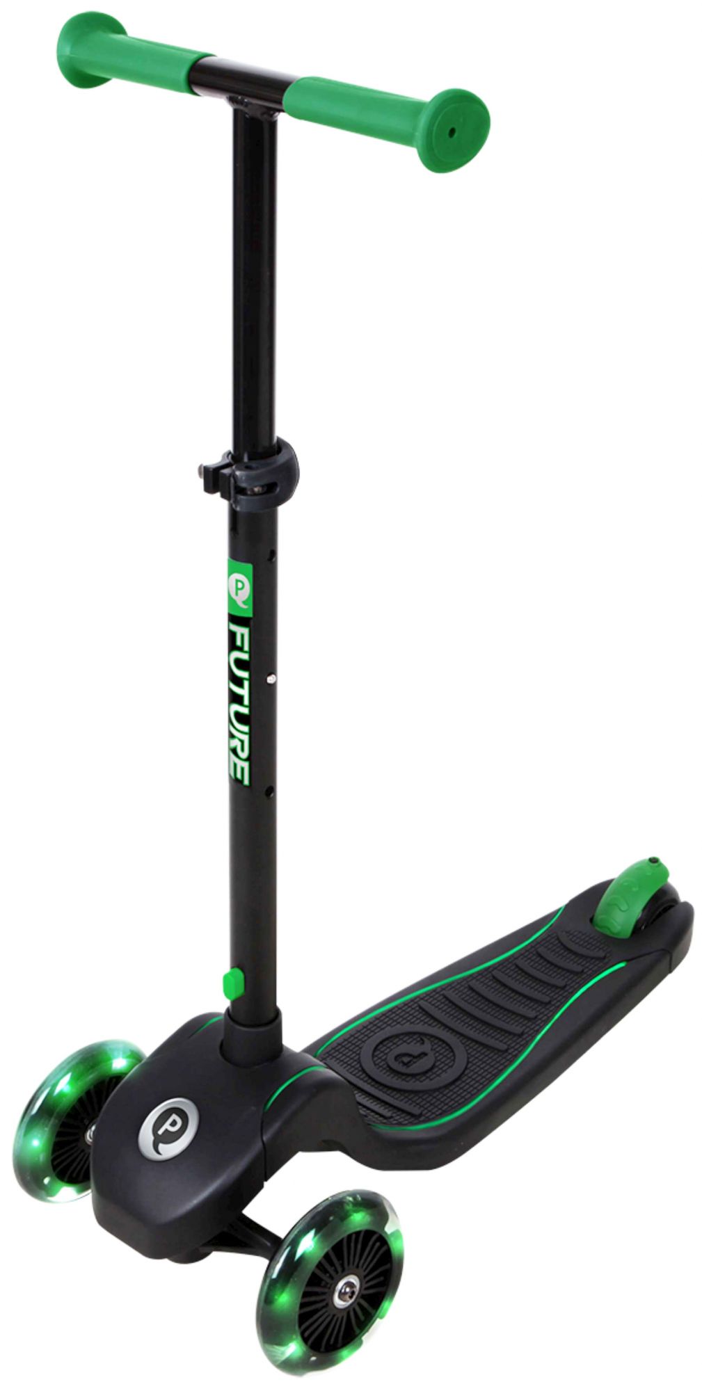 Polering naturlig Støjende QPlay Future Scooter - Drenge og piger - Sort med grøn - LED-belysning