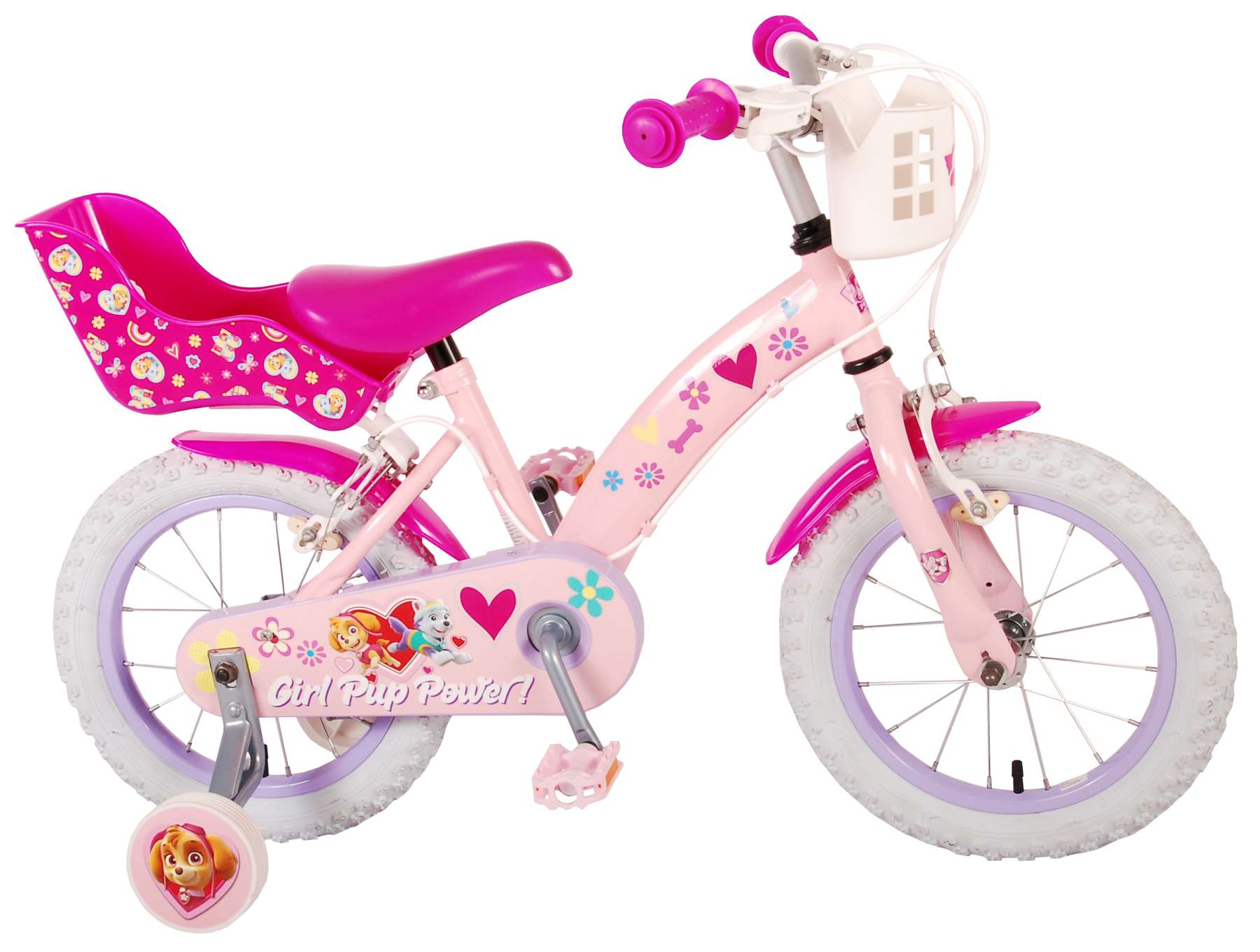 Paw Børnecykel - Piger 14 tommer Pink - To håndbremser