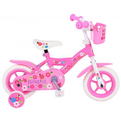 Yipeeh Flowerie Børnecykel - Piger - 10 tommer - Pink / hvid