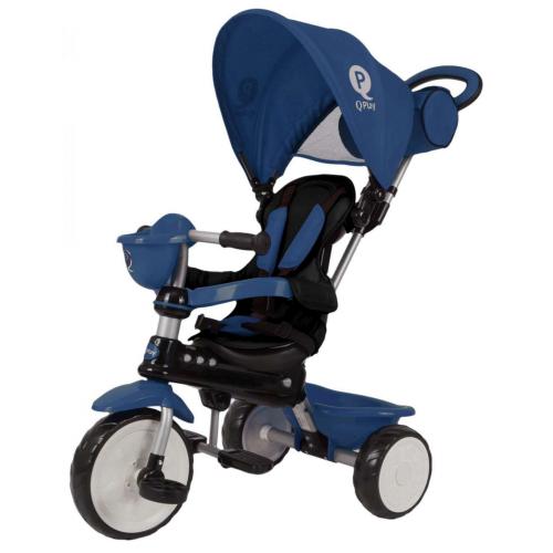 QPlay Tricycle Comfort 4 in 1 - Drenge og piger - Mørkeblå