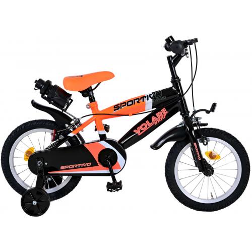 Volare Sportivo Børnecykel - Drenge - 14 tommer - Neon Orange Sort - To håndbremser