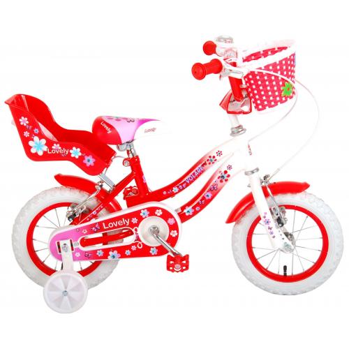 Volare Lovely børnecykel - piger - 12 tommer - rød - to håndbremser - 95% samlet