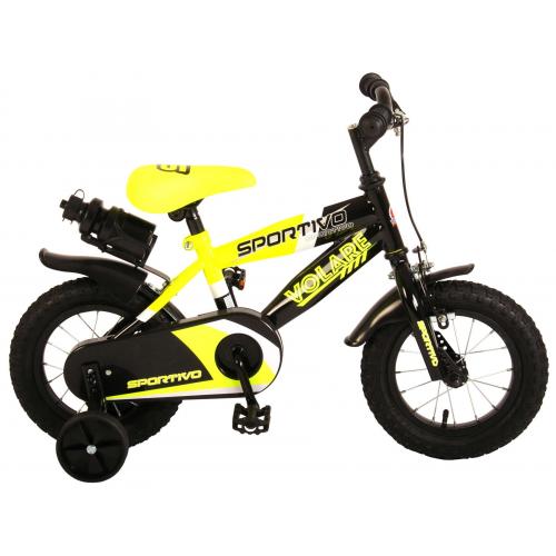 Volare Sportivo Børnecykel - Drenge - 12 tommer - Neon Gul Sort - 95% samlet