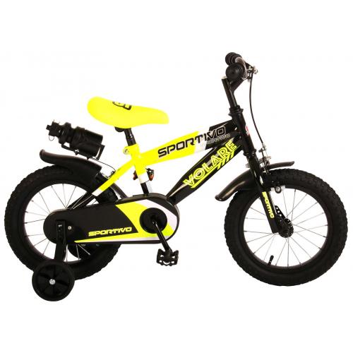Volare Sportivo Børnecykel - Drenge - 14 tommer - Neon Gul Sort - 95% samlet
