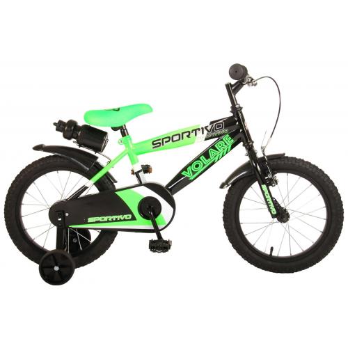 Volare Sportivo Børnecykel - Drenge - 16 tommer - Neon Grøn Sort - 95% samlet