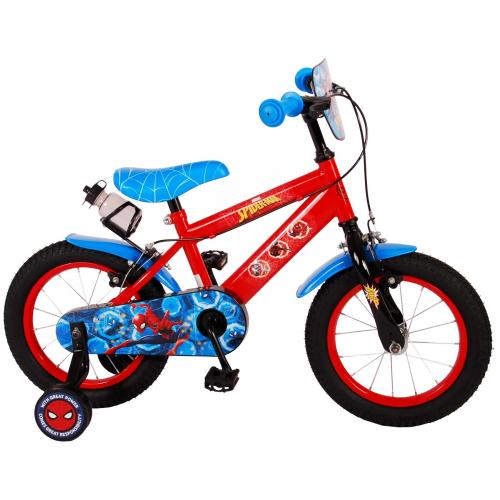 Spider-Man børnecykel - Drenge - 14 tommer - Rød Blå - To håndbremser