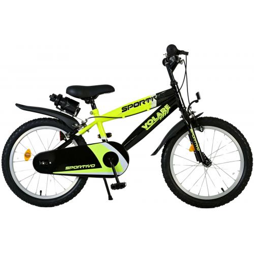 Volare Sportivo Børnecykel - Drenge - 18 tommer - Neon Yellow Black - Tohåndsbremser
