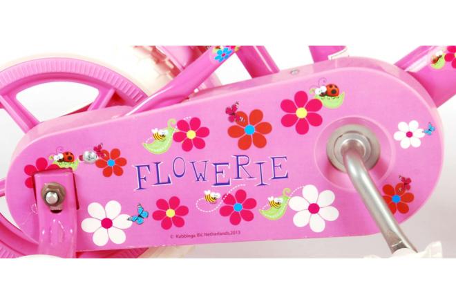 Yipeeh Flowerie Børnecykel - Piger - 10 tommer - Pink / hvid