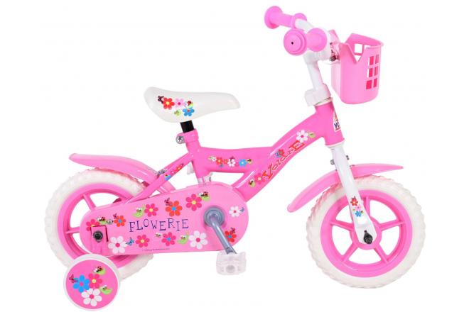 Yipeeh Flowerie Børnecykel - Piger - 10 tommer - Pink / hvid