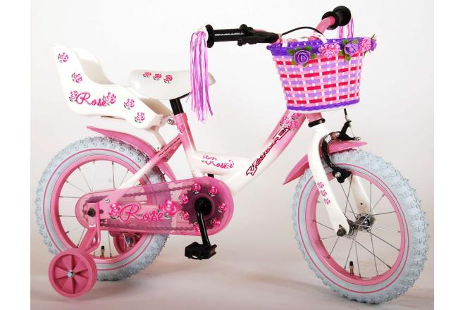 Volare Rose børns cykel - piger - 14 tommer - lyserød hvid - 95% samlet