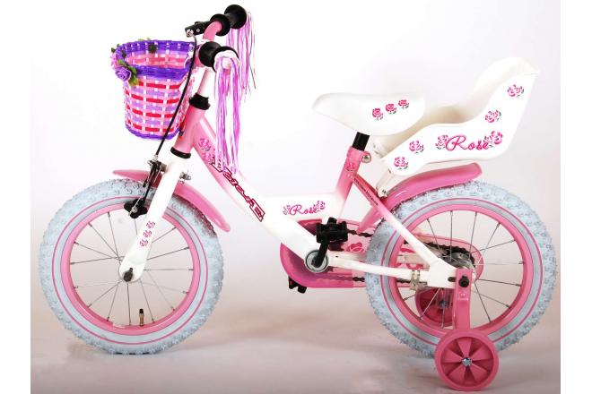 Volare Rose børns cykel - piger - 14 tommer - lyserød hvid - 95% samlet