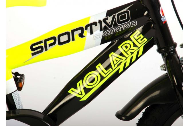 Volare Sportivo Børnecykel - Drenge - 14 tommer - Neon Gul Sort - 95% samlet