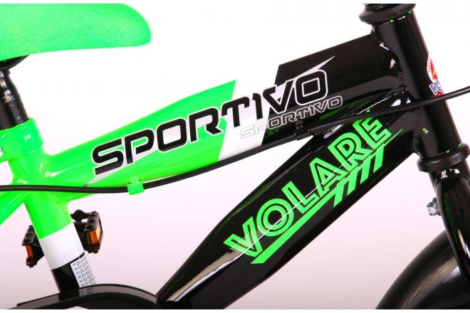 Volare Sportivo Børnecykel - Drenge - 12 tommer - Neon Grøn Sort - To håndbremser - 95% samlet