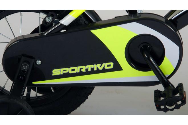 Volare Sportivo Børnecykel - Drenge - 12 tommer - Neon Gul Sort - To håndbremser - 95% samlet