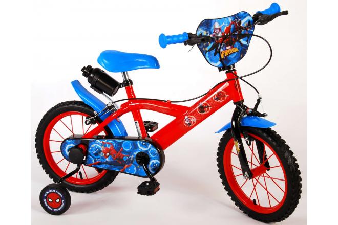 Spider-Man børnecykel - Drenge - 14 tommer - Rød Blå - To håndbremser