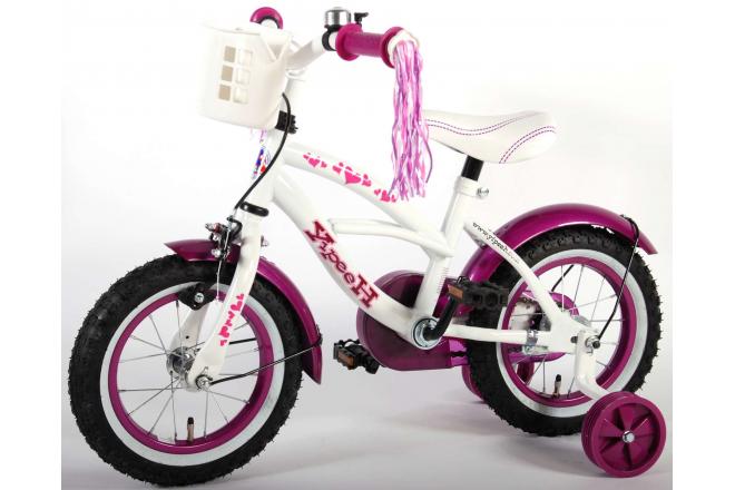 Volare Heart Cruiser Børnecykel - Piger - 12 tommer - Hvid lilla