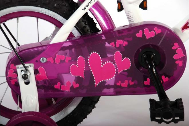 Volare Heart Cruiser Børnecykel - Piger - 12 tommer - Hvid lilla