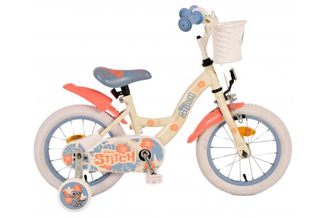 Disney Stitch børnecykel - piger - 14 tommer - creme koralblå