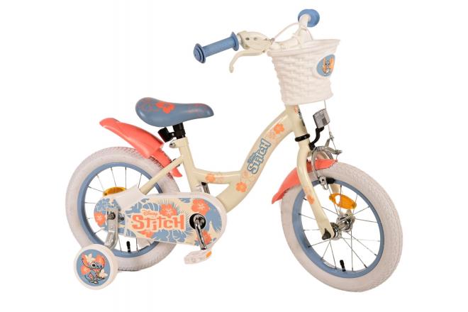 Disney Stitch børnecykel - piger - 14 tommer - creme koralblå