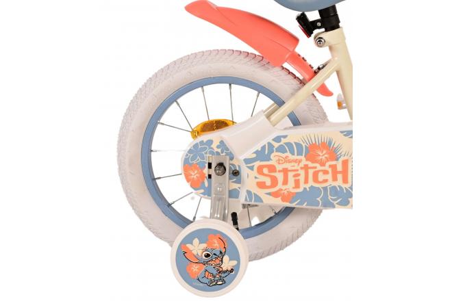 Disney Stitch børnecykel - piger - 14 tommer - creme koralblå