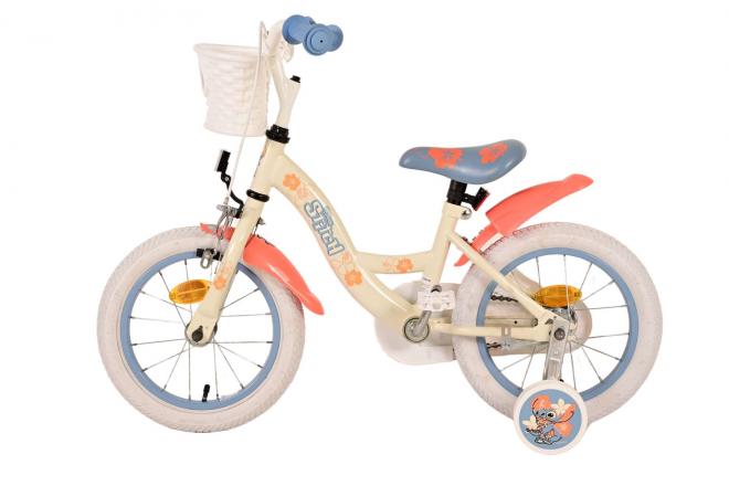 Disney Stitch børnecykel - piger - 14 tommer - creme koralblå