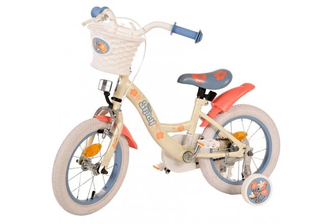 Disney Stitch børnecykel - piger - 14 tommer - creme koralblå