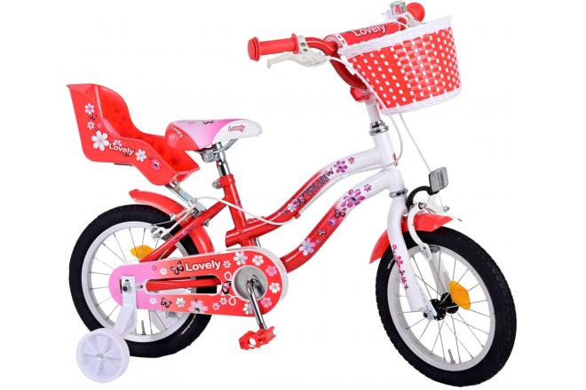 Volare Lovely børnecykel - piger - 14 tommer - rød - to håndbremser - 95% samlet