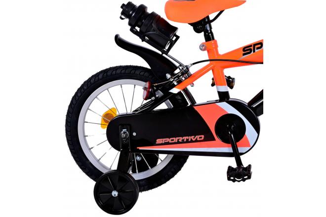 Volare Sportivo Børnecykel - Drenge - 14 tommer - Neon Orange Sort - To håndbremser