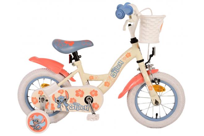 Disney Stitch Børnecykel - Piger - 12 tommer - Creme Koral Blå