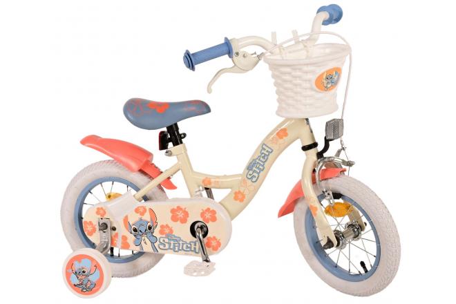 Disney Stitch Børnecykel - Piger - 12 tommer - Creme Koral Blå