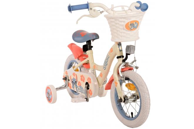 Disney Stitch Børnecykel - Piger - 12 tommer - Creme Koral Blå