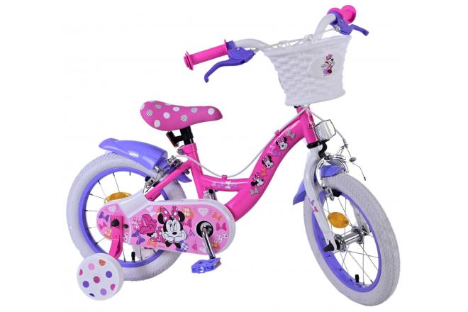 Disney Minnie Børnecykel - Piger - 14 tommer - Lyserød - To håndbremser