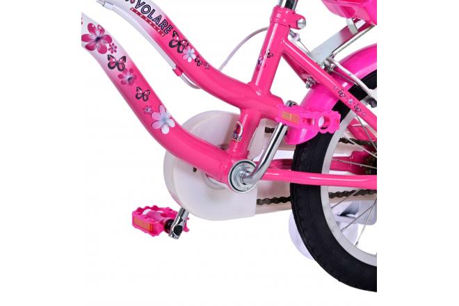 Volare Lovely børnecykel - Piger - 14 tommer - Pink Hvid - To håndbremser