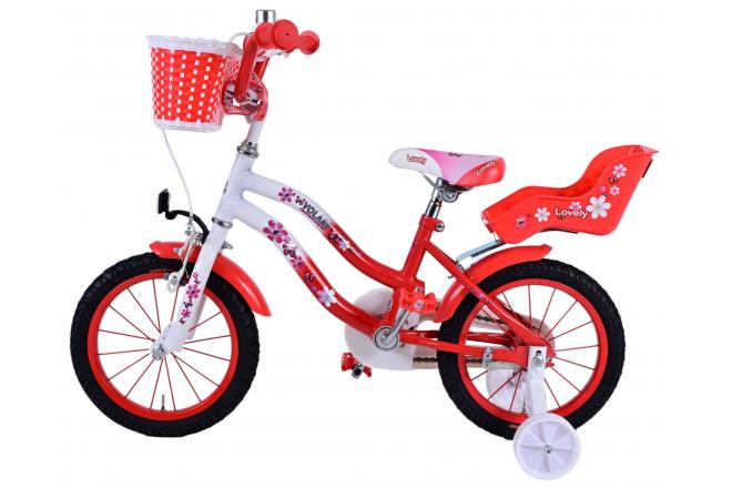 Volare Lovely børnecykel - Piger - 14 tommer - Rød Hvid