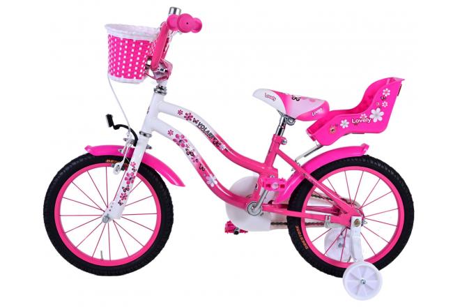 Volare Lovely børnecykel - Piger - 16 tommer - Pink Hvid