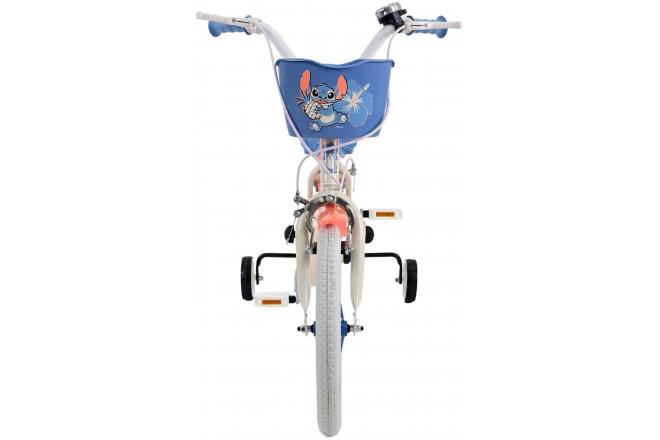 Disney Stitch børnecykel - piger - 16 tommer - cremefarvet koralblå - to håndbremser