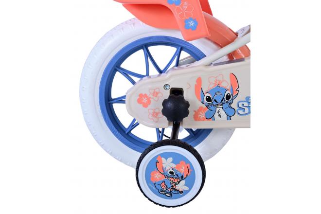 Disney Stitch Børnecykel - Piger - 12 tommer - Creme - Koral - Blå