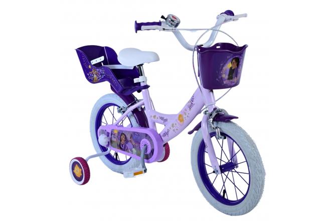 Disney Wish Børnecykel - Piger - 14 tommer - Lilla - To håndbremser