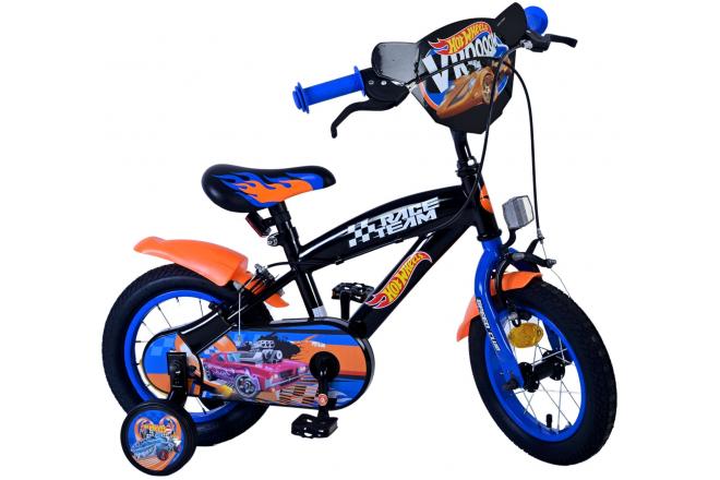 Hot Wheels Børnecykel - Drenge - 12 tommer - Sort Orange Blå - To håndbremser