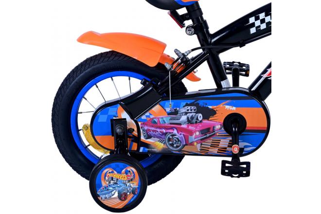 Hot Wheels Børnecykel - Drenge - 12 tommer - Sort Orange Blå - To håndbremser