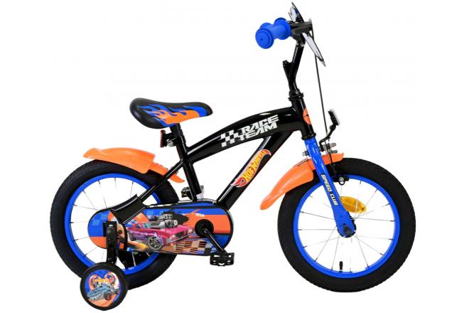 Hot Wheels Børnecykel - Drenge - 14 tommer - Sort Orange Blå