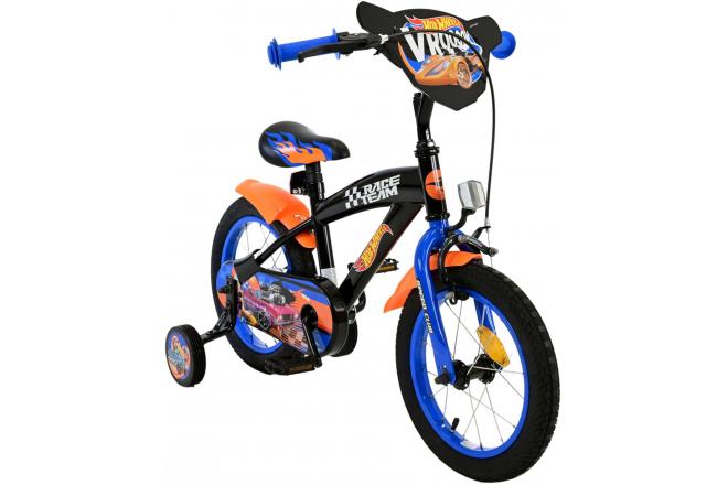 Hot Wheels Børnecykel - Drenge - 14 tommer - Sort Orange Blå