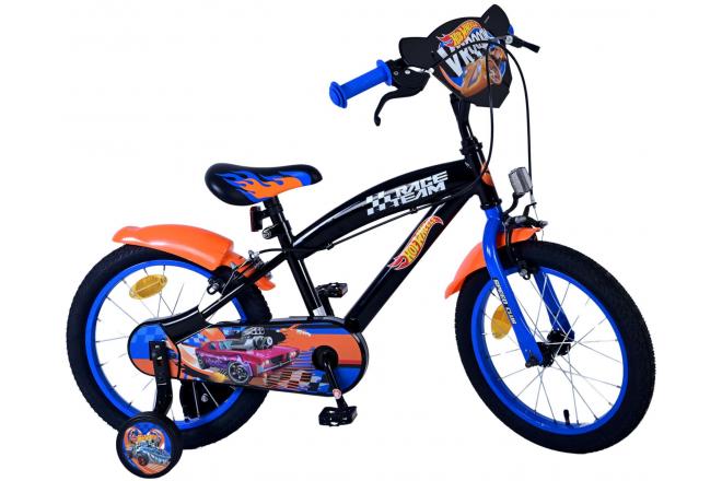 Hot Wheels Børnecykel - Drenge - 16 tommer - Sort Orange Blå - To håndbremser