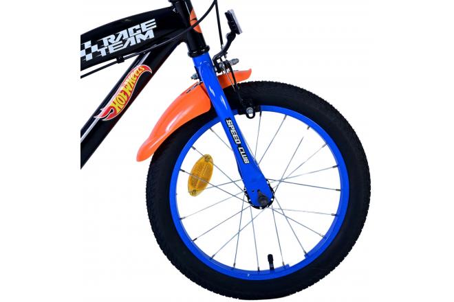 Hot Wheels Børnecykel - Drenge - 16 tommer - Sort Orange Blå - To håndbremser