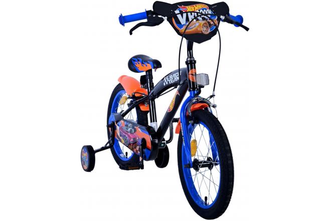 Hot Wheels Børnecykel - Drenge - 16 tommer - Sort Orange Blå - To håndbremser