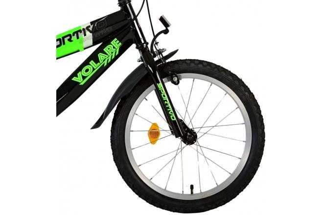 Volare Sportivo Børnecykel - Drenge - 18 tommer - Neon Green Black - Tohåndsbremser