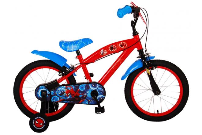 Ultimate Spider-Man børnecykel - Drenge - 16 tommer - Blå/Rød - To håndbremser